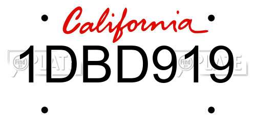1DBD919 California License Plate
