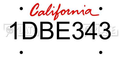1DBE343 California License Plate