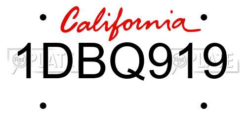1DBQ919 California License Plate