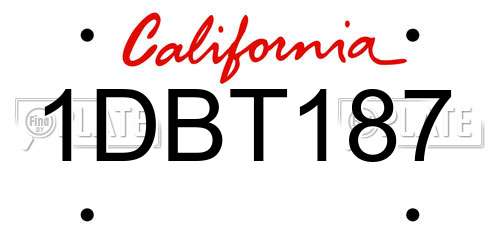 1DBT187 California License Plate