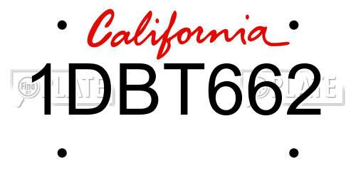 1DBT662 California License Plate