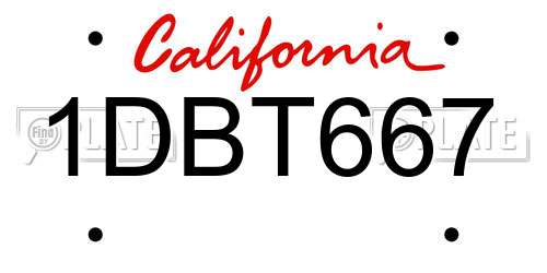 1DBT667 California License Plate