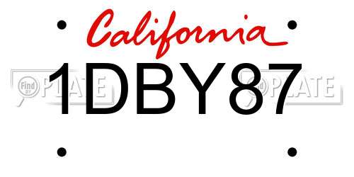 1DBY87 California License Plate