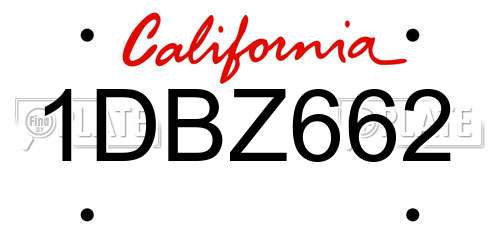 1DBZ662 California License Plate