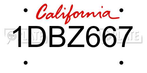 1DBZ667 California License Plate