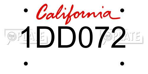 1DD072 California License Plate