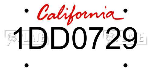 1DD0729 California License Plate
