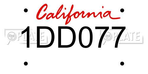 1DD077 California License Plate