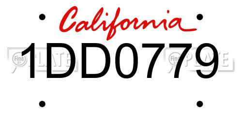 1DD0779 California License Plate