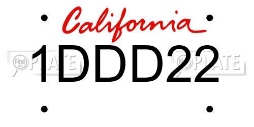 1DDD22 California License Plate