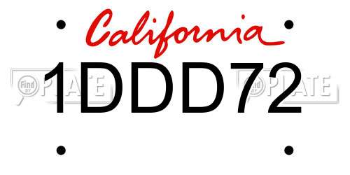 1DDD72 California License Plate