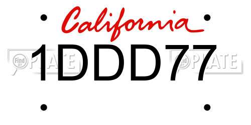 1DDD77 California License Plate