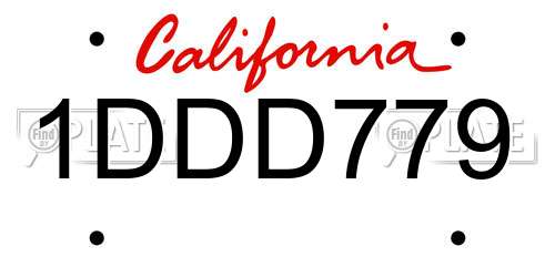 1DDD779 California License Plate