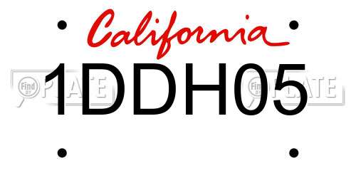 1DDH05 California License Plate