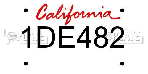 1DE482 California License Plate