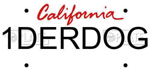 1DERDOG California License Plate