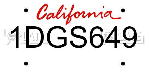 1DGS649 California License Plate