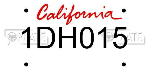 1DH015 California License Plate