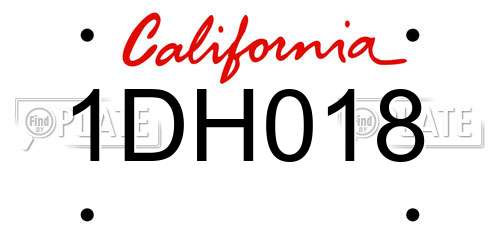 1DH018 California License Plate