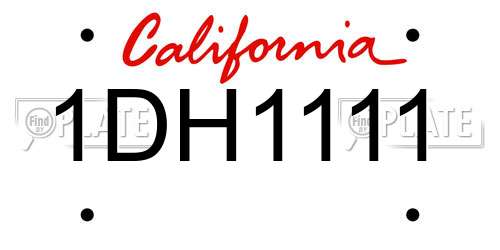 1DH1111 California License Plate