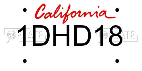 1DHD18 California License Plate