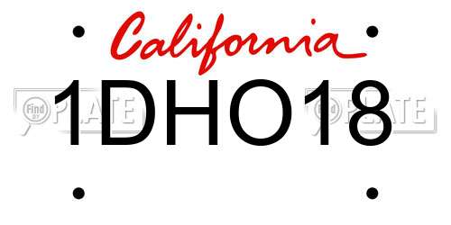 1DHO18 California License Plate