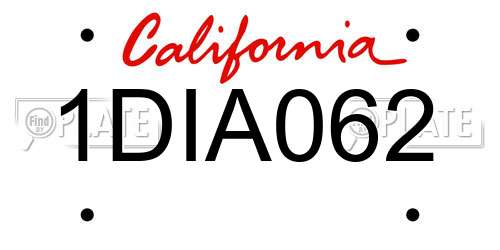 1DIA062 California License Plate