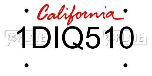 1DIQ510 California License Plate