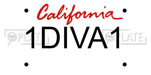 1DIVA1 California License Plate
