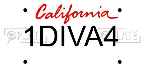 1DIVA4 California License Plate