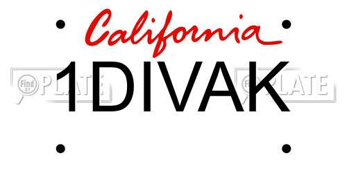 1DIVAK California License Plate