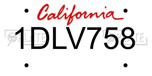 1DLV758 California License Plate