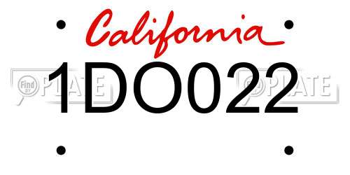 1DO022 California License Plate