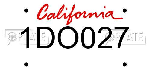 1DO027 California License Plate