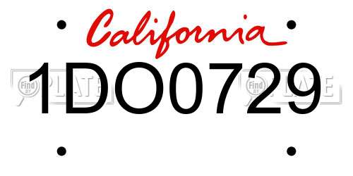 1DO0729 California License Plate