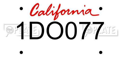 1DO077 California License Plate