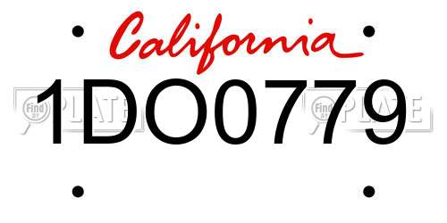 1DO0779 California License Plate