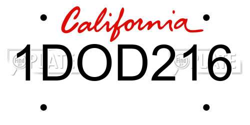 1DOD216 California License Plate
