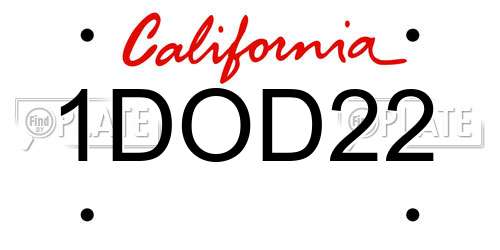 1DOD22 California License Plate