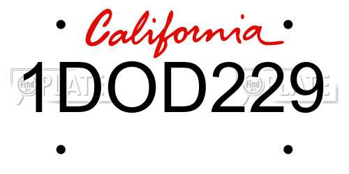 1DOD229 California License Plate