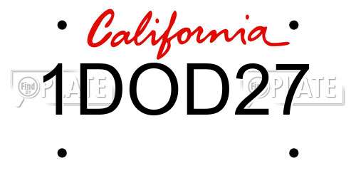 1DOD27 California License Plate