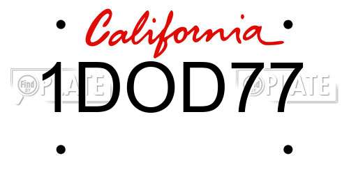 1DOD77 California License Plate