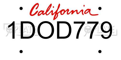 1DOD779 California License Plate