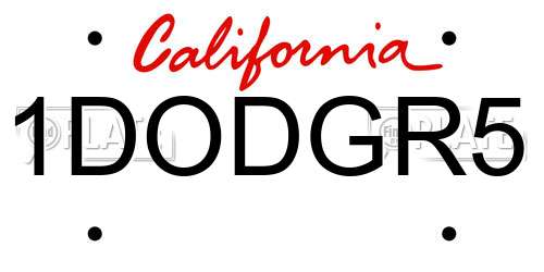 1DODGR5 California License Plate