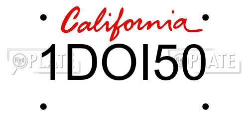 1DOI50 California License Plate
