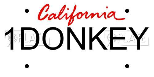 1DONKEY California License Plate