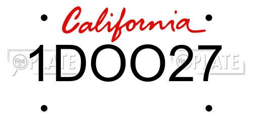 1DOO27 California License Plate