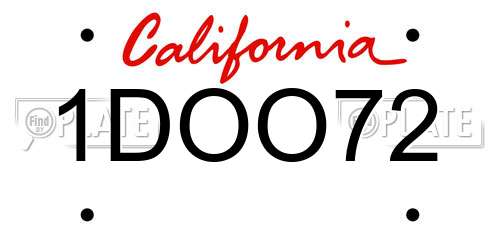 1DOO72 California License Plate