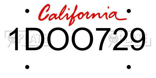 1DOO729 California License Plate
