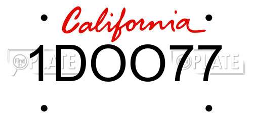 1DOO77 California License Plate